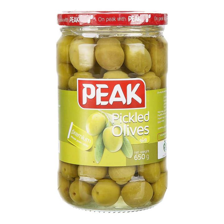 زیتون شور سبز درشت با هسته 650 گرمی پیک Peak Premium Pickled Olive 650 gr